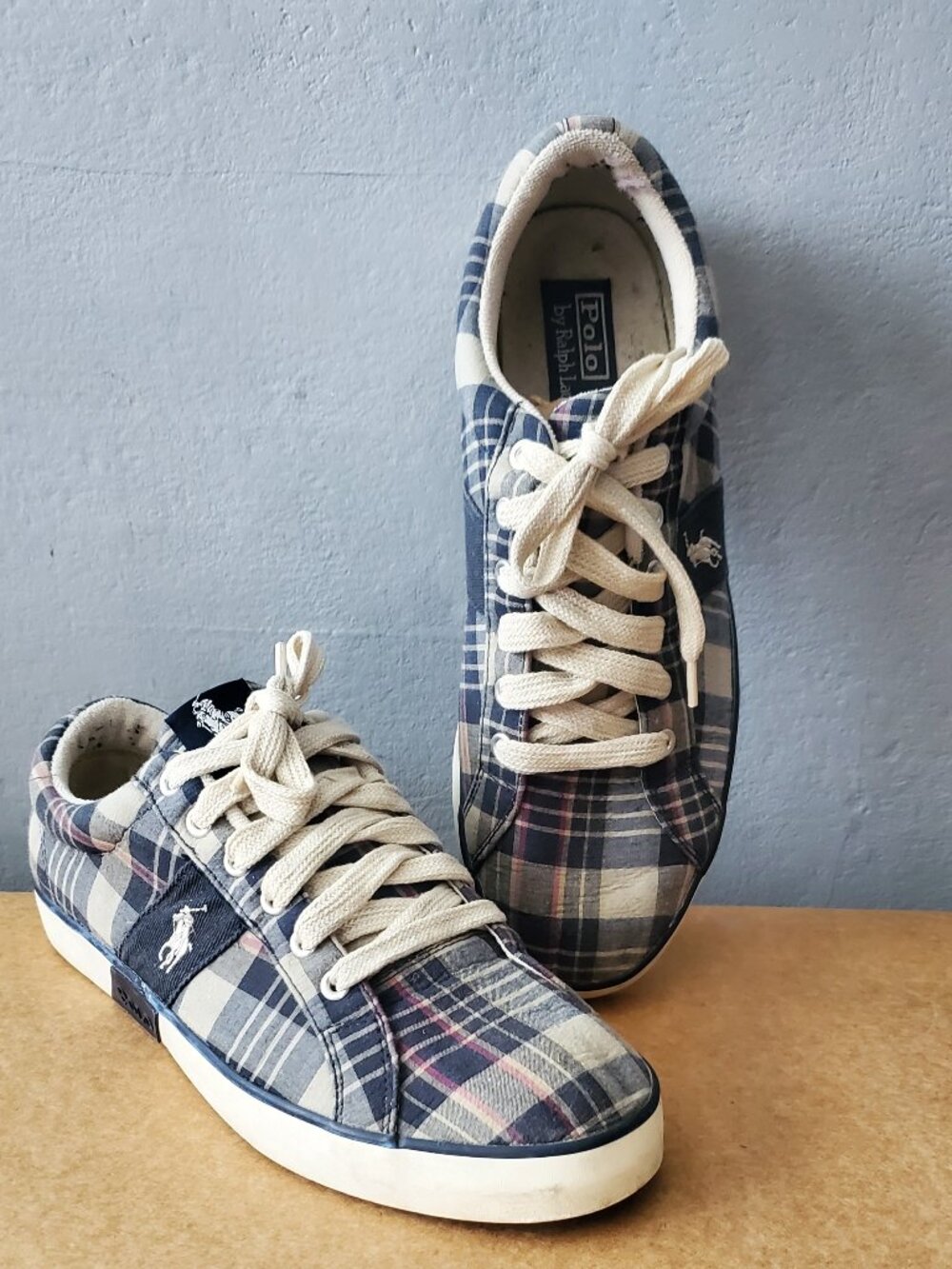 Ralph Lauren Polo "Giles" Madras Sneakers/ Size 10.5D